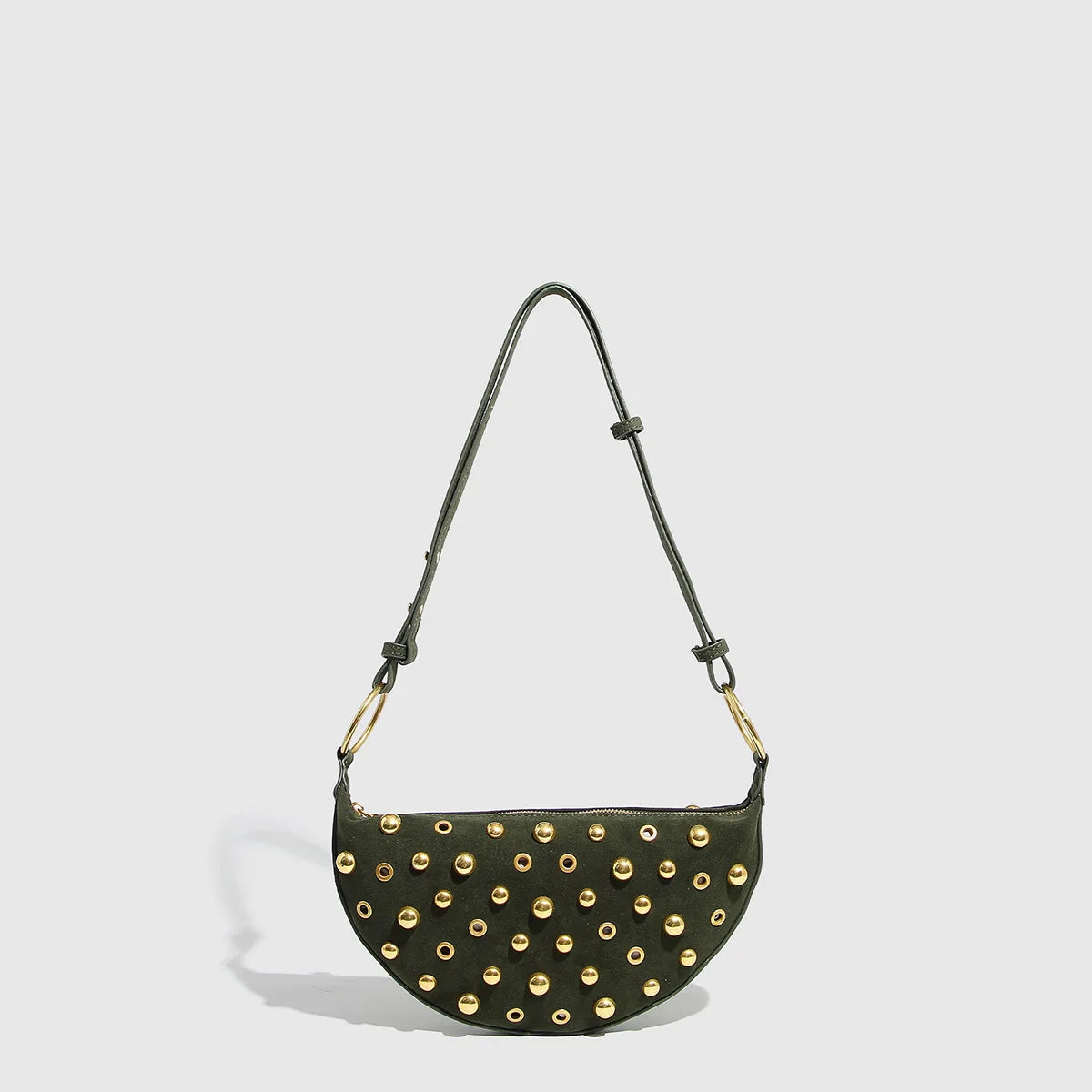 Designer Studded Shoulder Bag Rivet Crescent Bag 2025 New Women Metal Underarm Bag High-end Retro Rivet Polka Dot Shoulder Bags