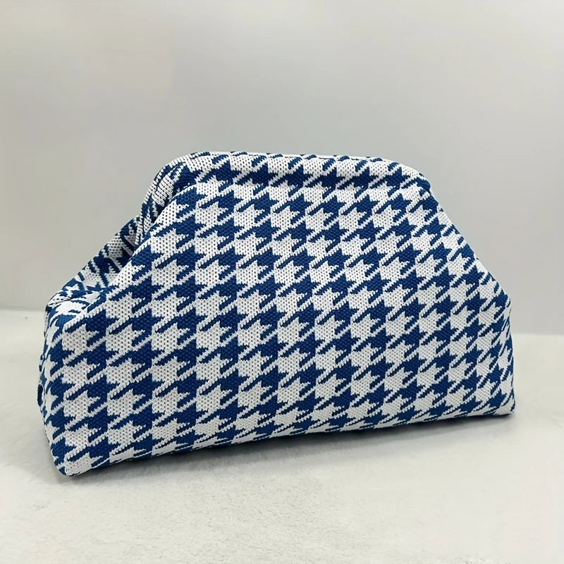 New high-end multi-functional knitted houndstooth Shoulder bag