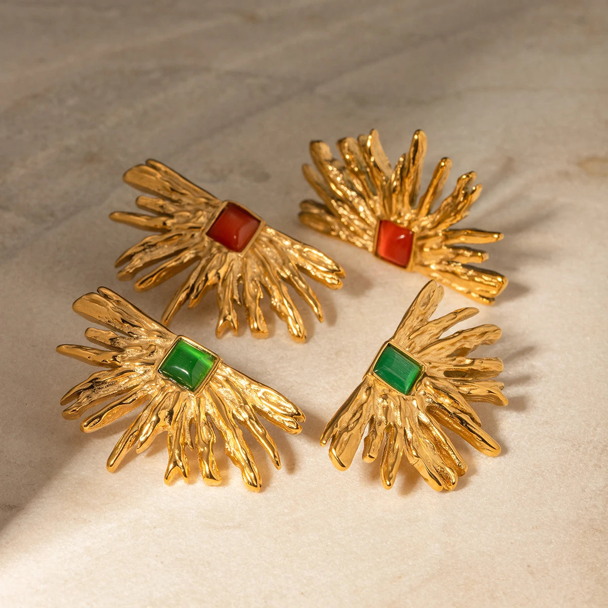 Geometric Waterproof Gold Plated Stainless Earrings