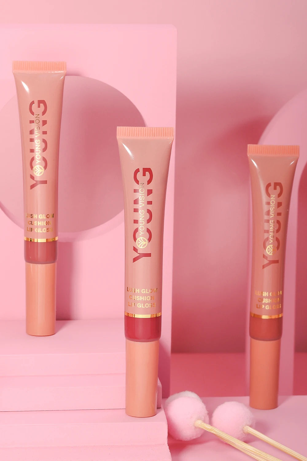 Liquid Water Brightening Lip 6 Color Plush Brush Head Squeezing Lip Color Moisturizing Lip Glaze