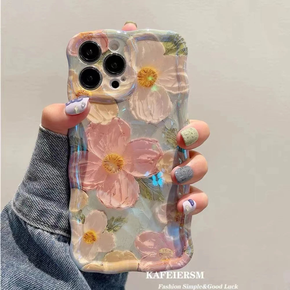 Custodia per telefono con fiori laser rosa di lusso per iPhone 14 Pro Max 11 12 13 15 Pro Max, protezione per obiettivo, antiurto, morbida