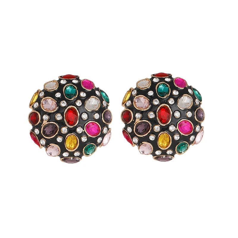 Heavy Elegant Metal Half Ball Earrings For Women Multi Colors