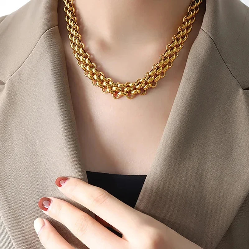 1pc Punk Gold Plated Steel Bracelets for Women Jewelry