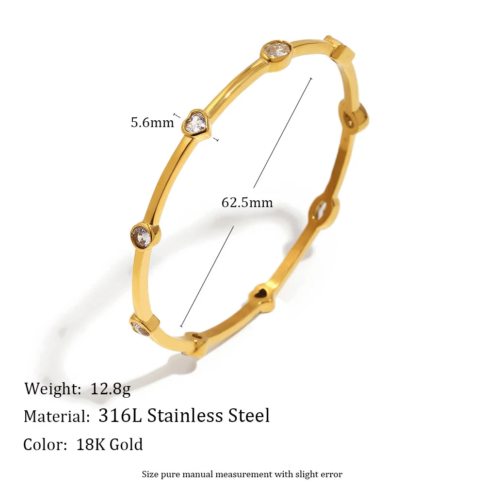 Colorful CZ Bracelet 18K Gold Stainless Steel Waterproof Bracelet Hypoallergenic Bohemian Bangle Women Jewelry