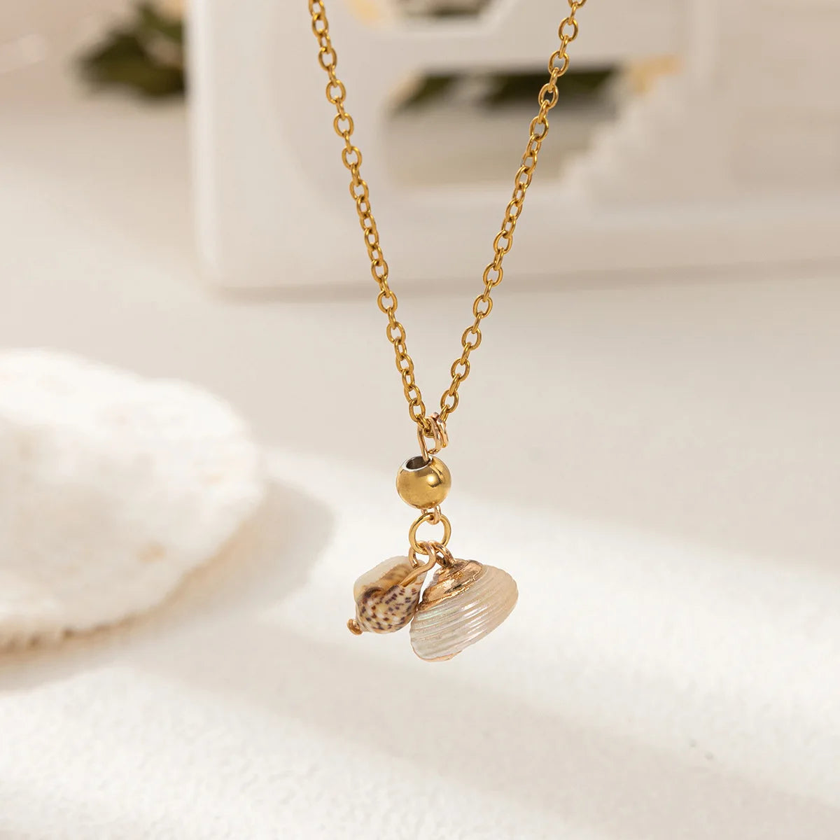 Stainless Steel Sea Turtle Necklaces Dolphin Shell Pendant for Women