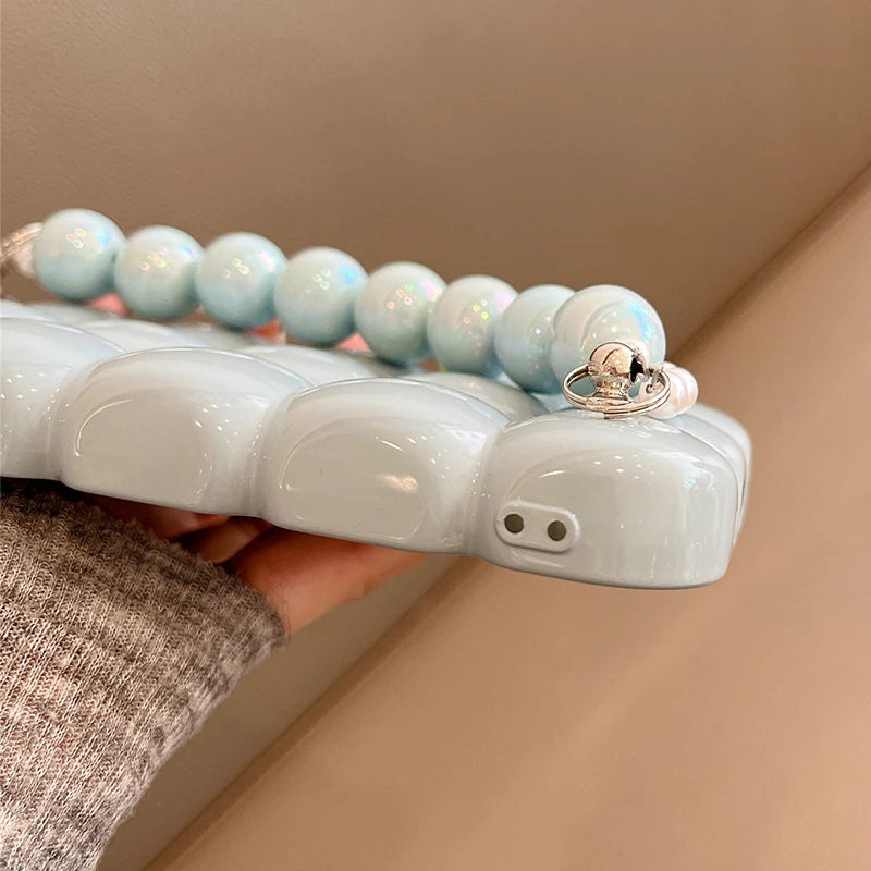 Luxury Pearl Bracelet 3D Ice Lattice Case For iPhone 13 Pro Max 16 15 14 11 12 Phone Back Cover