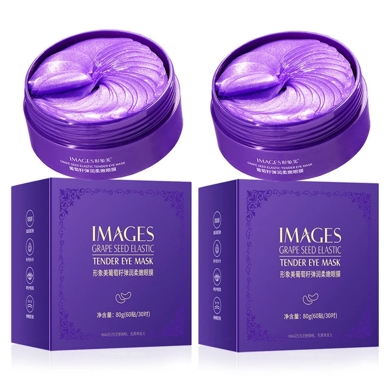 60pcs/box Grape Crystal Collagen Eye Mask Anti Dark Circles Eye Bags Moisturizing Anti-aging Eye Patches Eyes Skin Care Products