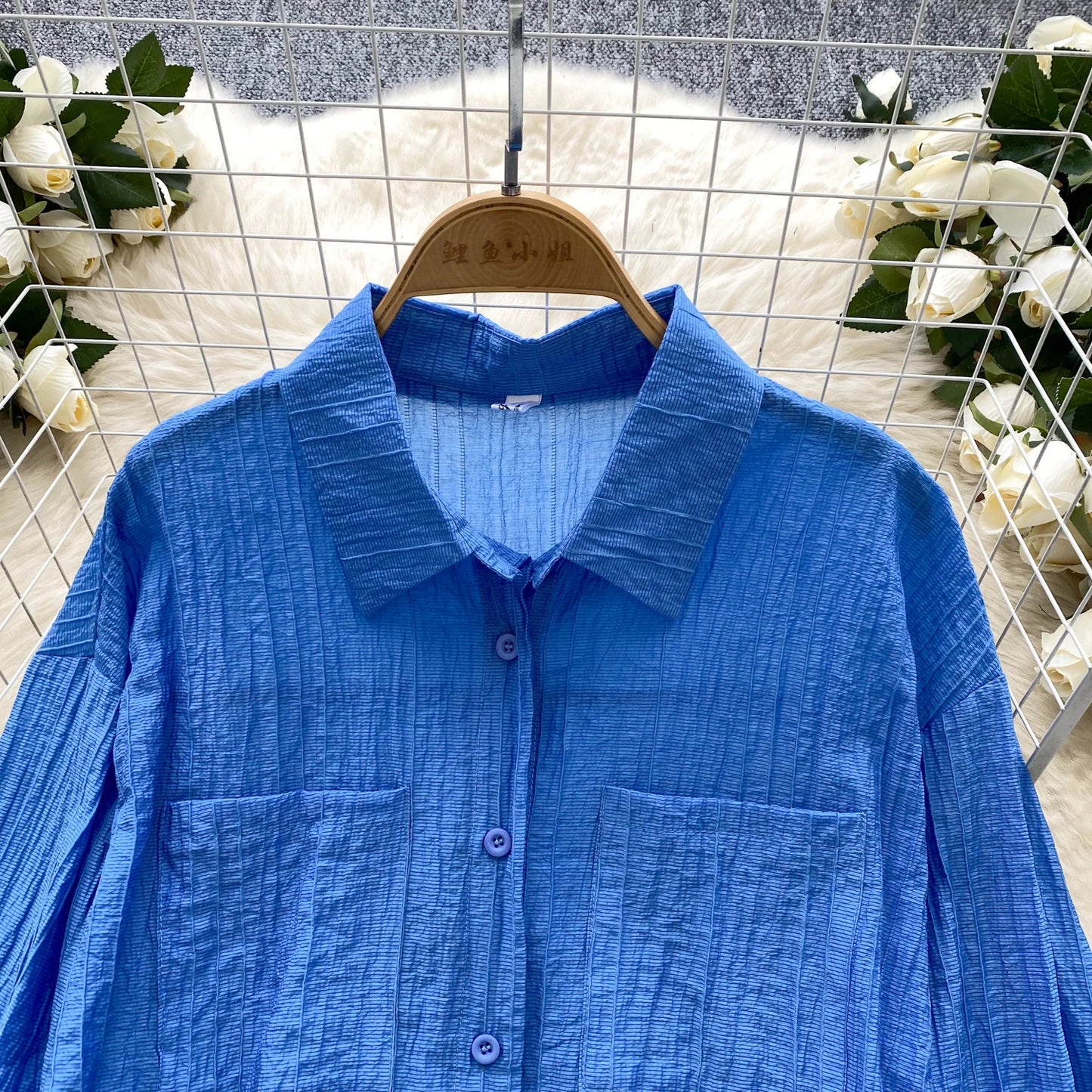Elegant Polo-neck Vintage Long Flare Sleeves Chic Single Breasted Shirts High Waist Wide Leg Short Pants Sets
