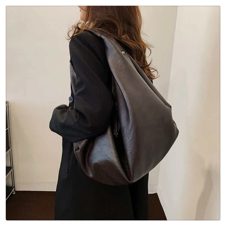 Big Black Shoulder Bags for Women Quality Soft Crossbody Handbag