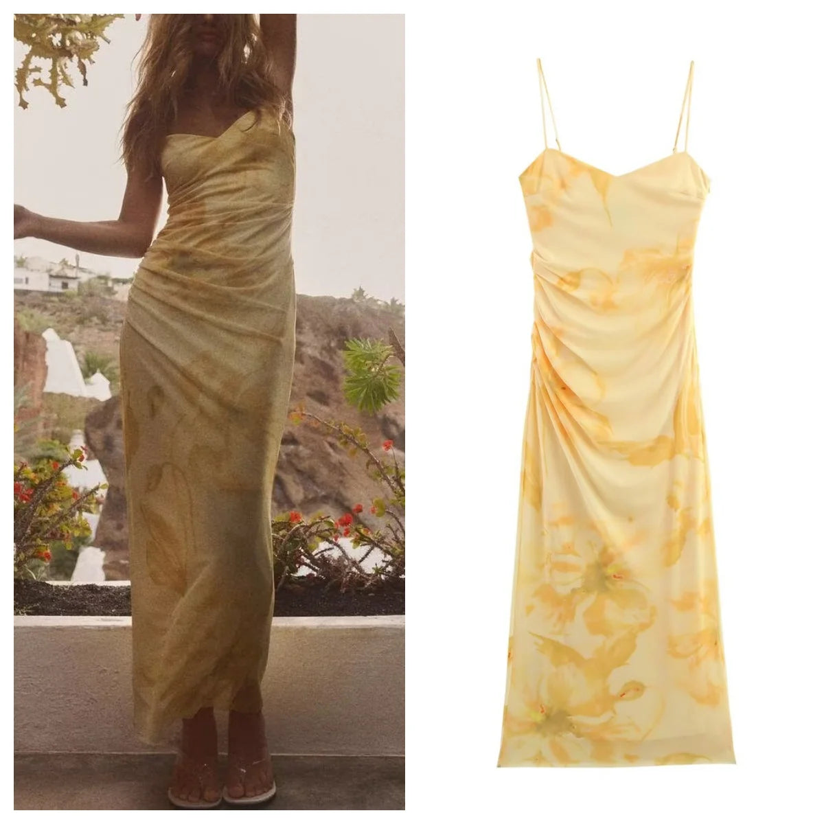 New printed pleated dress