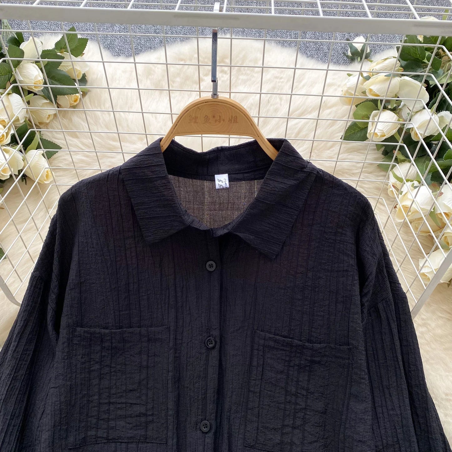 Elegant Polo-neck Vintage Long Flare Sleeves Chic Single Breasted Shirts High Waist Wide Leg Short Pants Sets