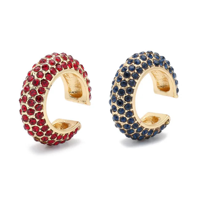 New Arrival Multicolor Crystal Ear Cuff Stackable Shaped Ear Clips No Pierced Cartilage Earring for Women