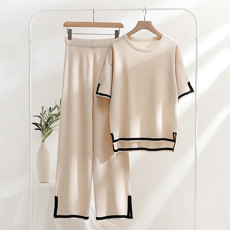 Two Piece Sets Women Loungewear Knit Summer