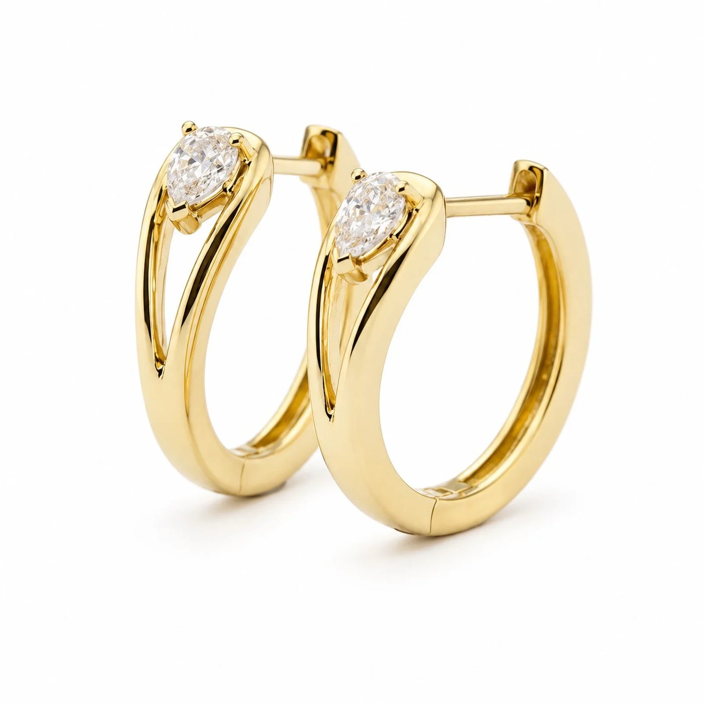 Statement Women Hoop Earrings Pave Waterdrop Cubic Zirconia Gold Color Waterproof Earrings