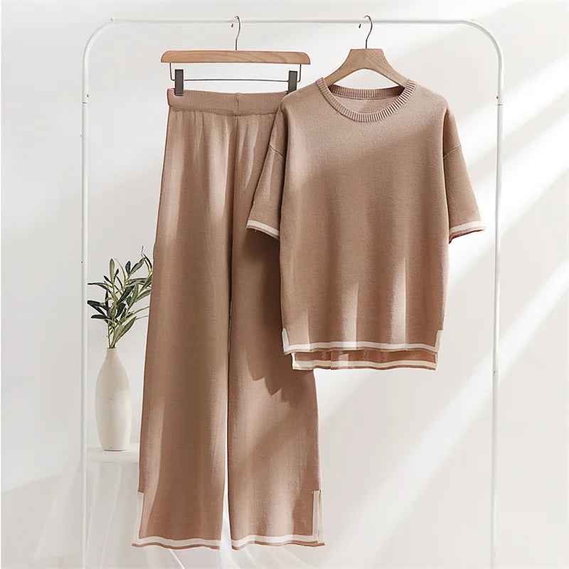 Two Piece Sets Women Loungewear Knit Summer