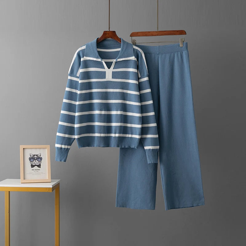 Suit Loose Knit Women's Pantsuit Sets for Women 2 Pieces