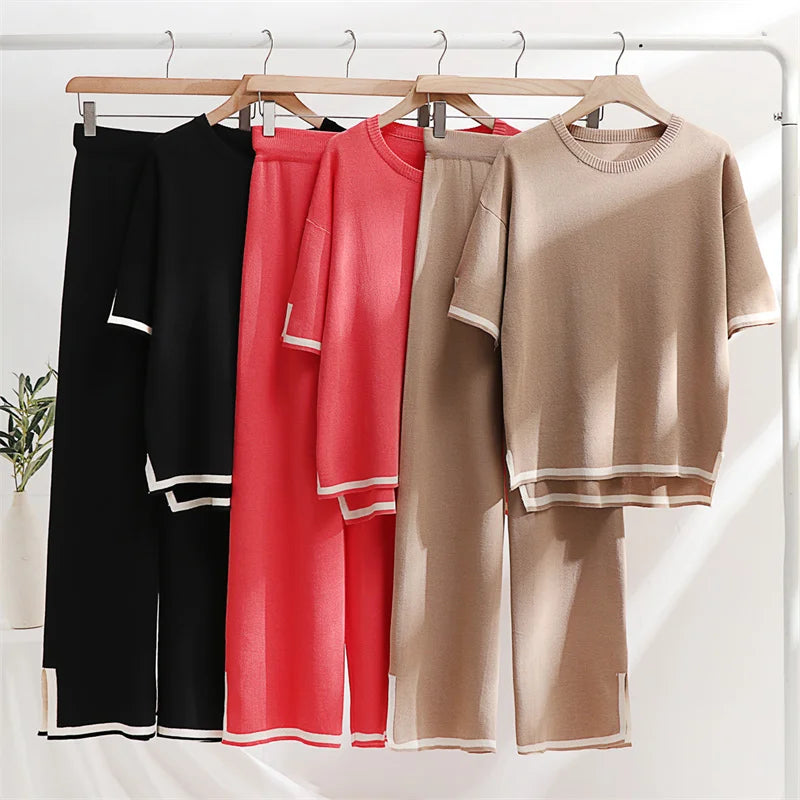 Two Piece Sets Women Loungewear Knit Summer