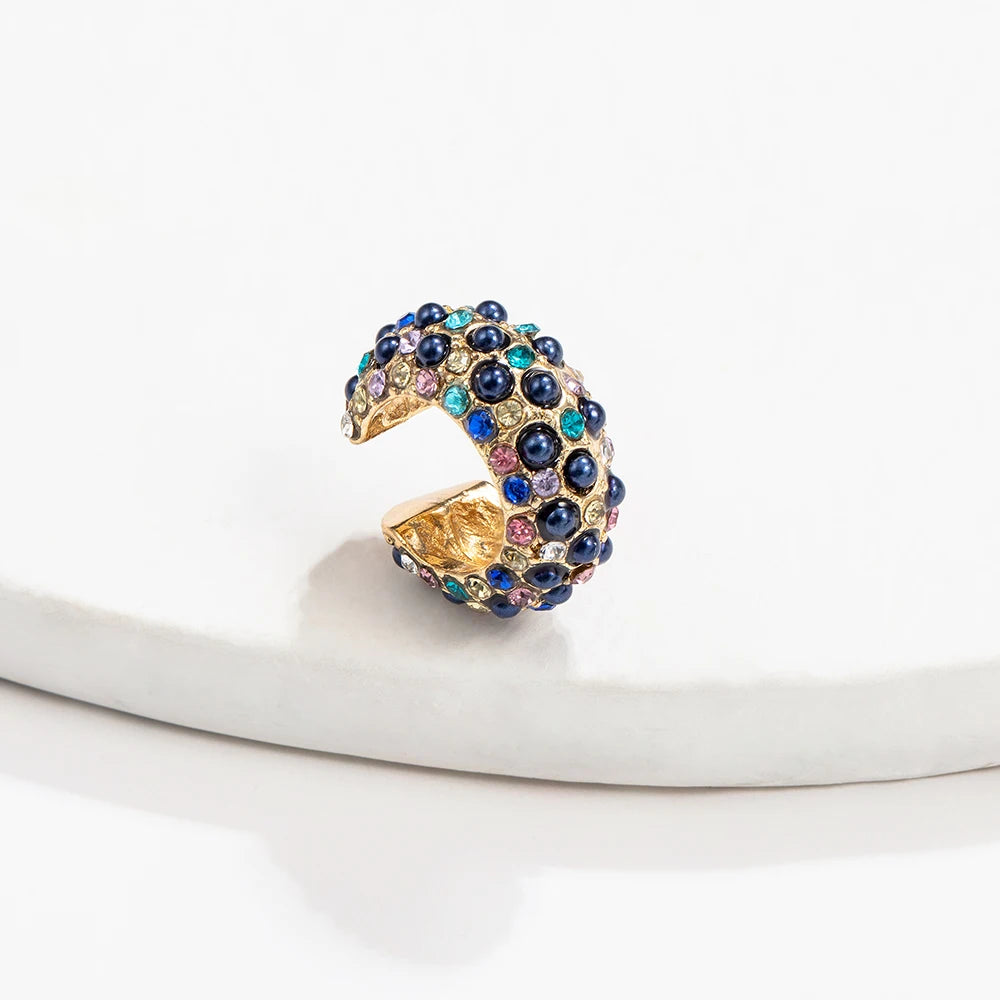 New Arrival Multicolor Crystal Ear Cuff Stackable Shaped Ear Clips No Pierced Cartilage Earring for Women