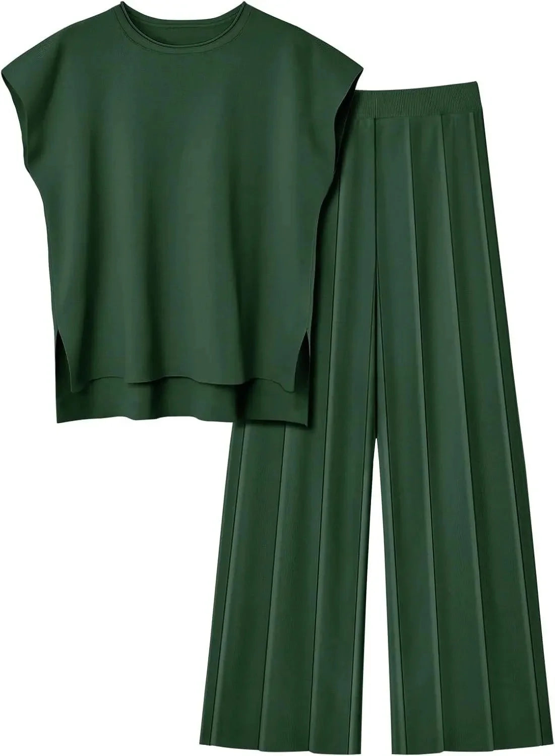 Casual Knitted Women's Set Sleeveless Vest Knitted Sweater plus Wide Leg Pants