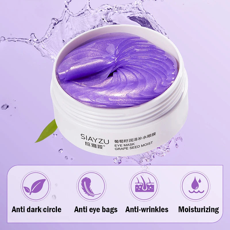 60pcs/box Grape Crystal Collagen Eye Mask Anti Dark Circles Eye Bags Moisturizing Anti-aging Eye Patches Eyes Skin Care Products