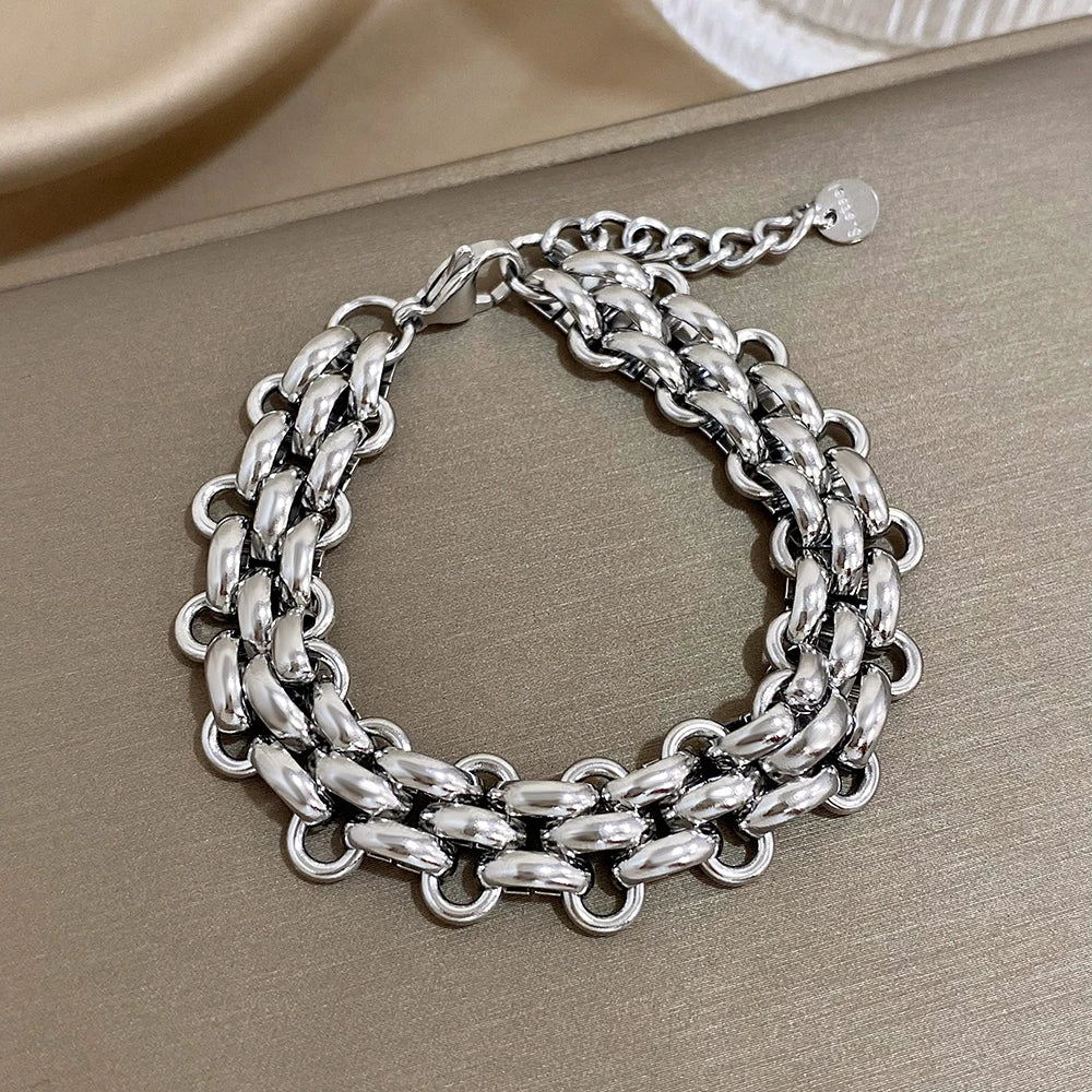 1pc Punk Gold Plated Steel Bracelets for Women Jewelry