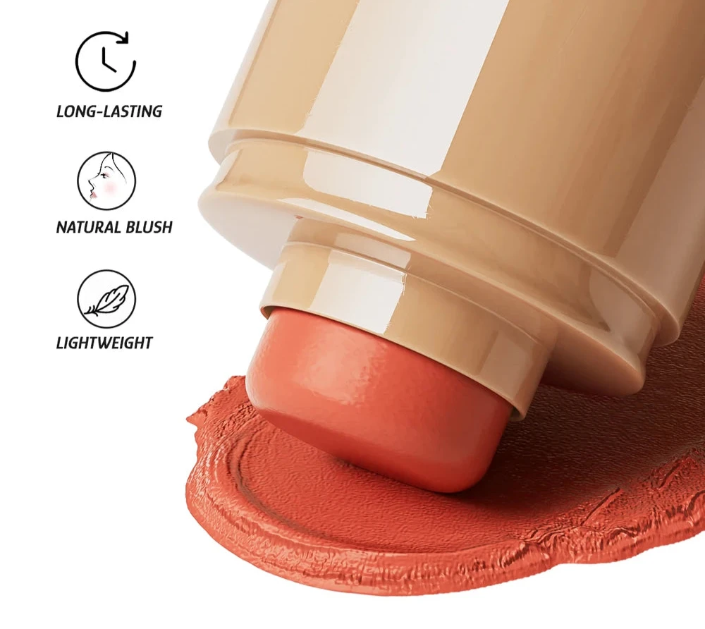 Powder blusher stick, natural 6 color, matte, portable, lip and cheek pocket, rouge cream