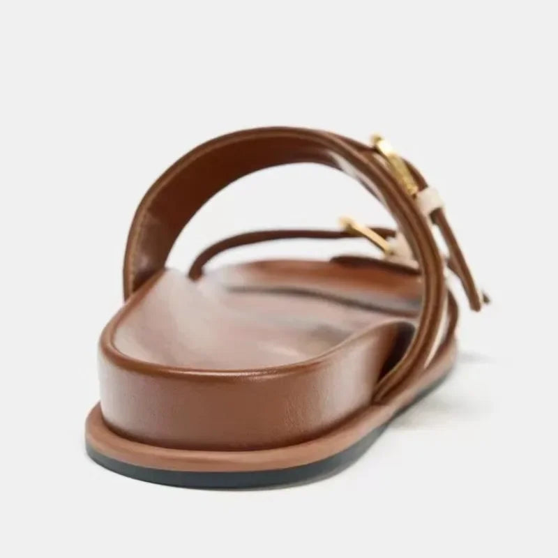 Denim Metal Belt Buckle slippers Women Fashion Shoes Designer Platform