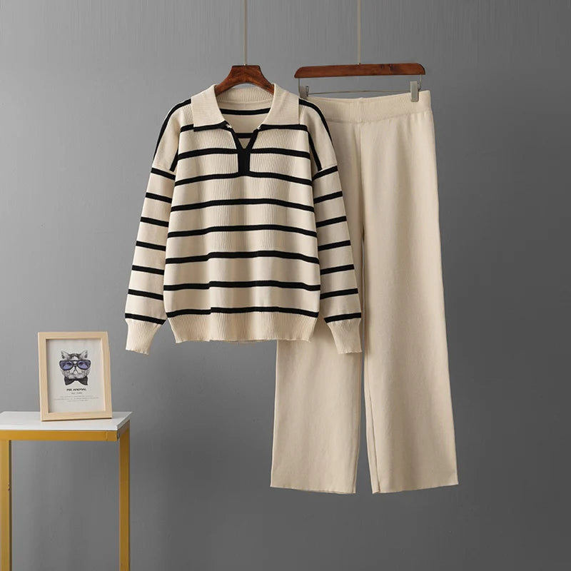 Suit Loose Knit Women's Pantsuit Sets for Women 2 Pieces