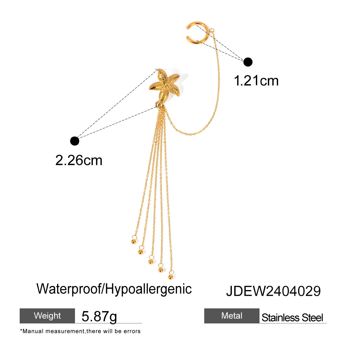 Gold Plated Stainless SteelStarfish earrings