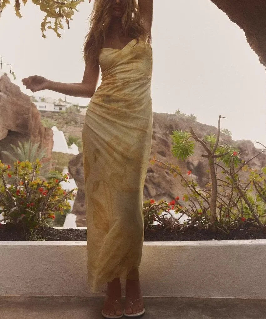 New printed pleated dress