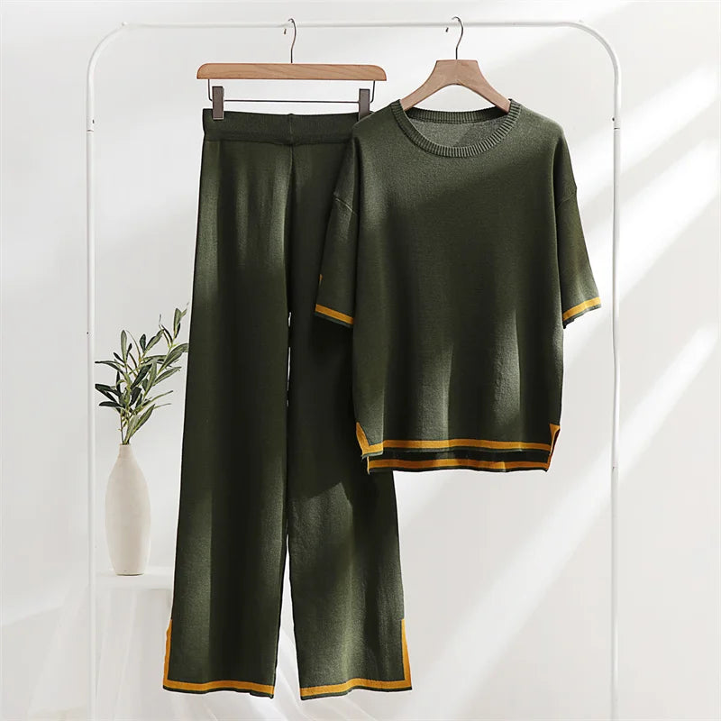 Two Piece Sets Women Loungewear Knit Summer