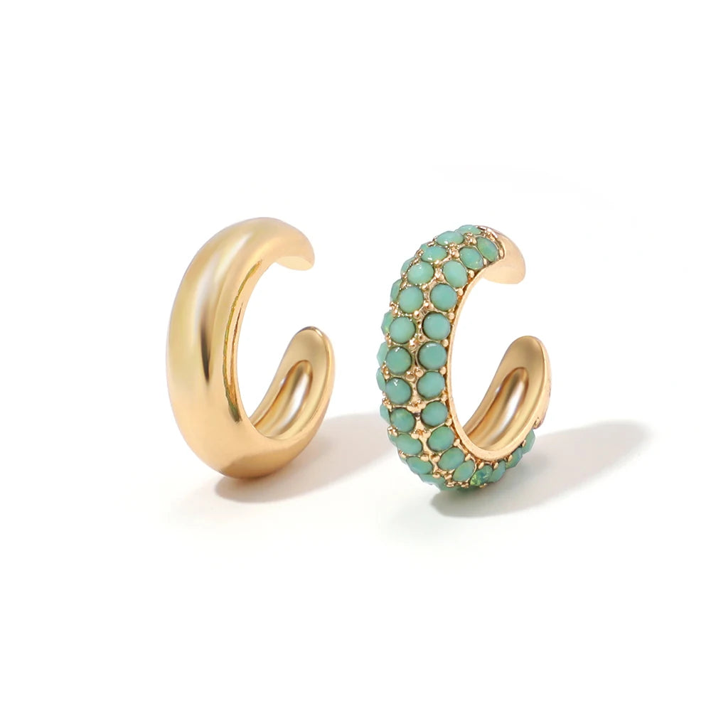 New Arrival Multicolor Crystal Ear Cuff Stackable Shaped Ear Clips No Pierced Cartilage Earring for Women