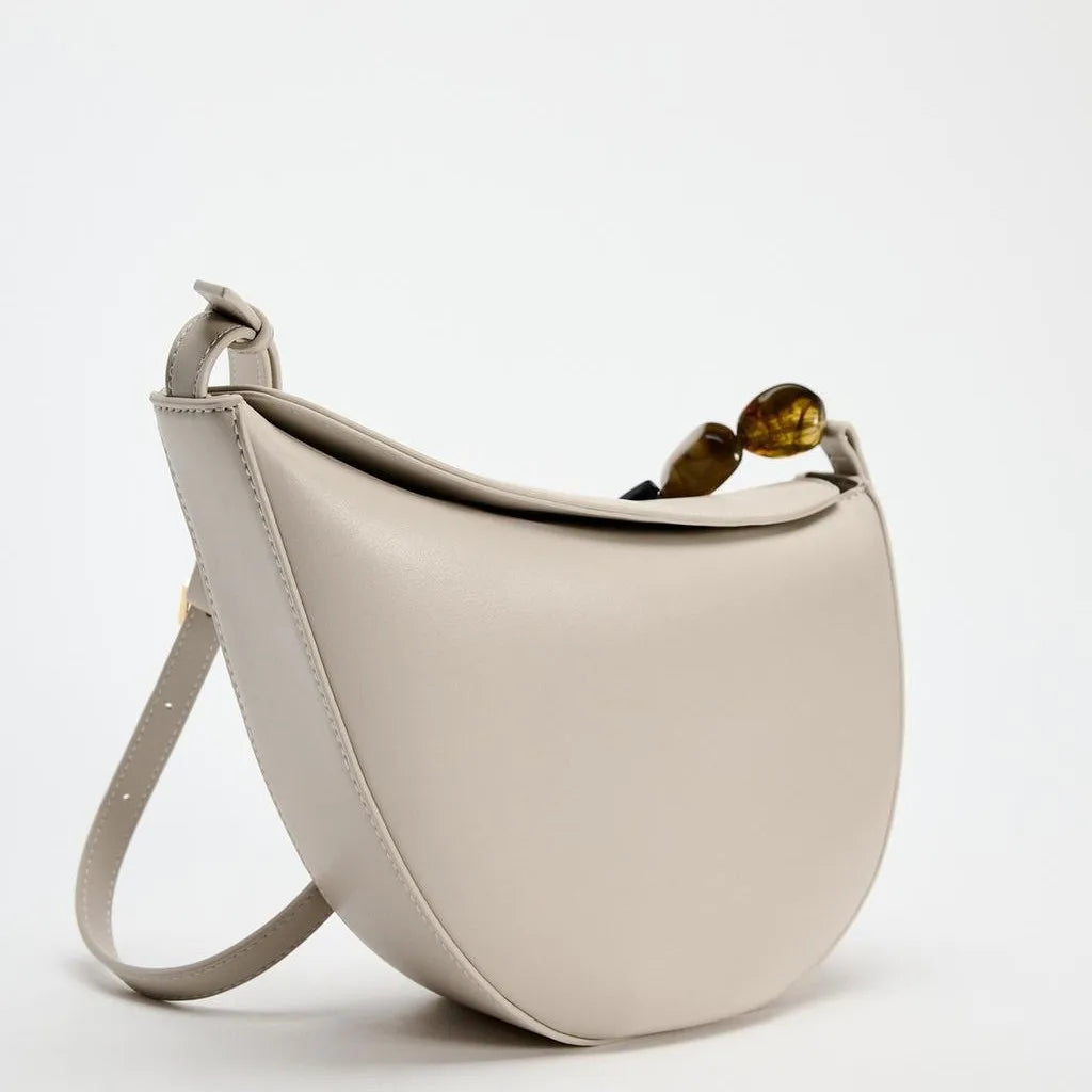 Fashion Beading Women Shoulder Bag Half Moon Handbags
