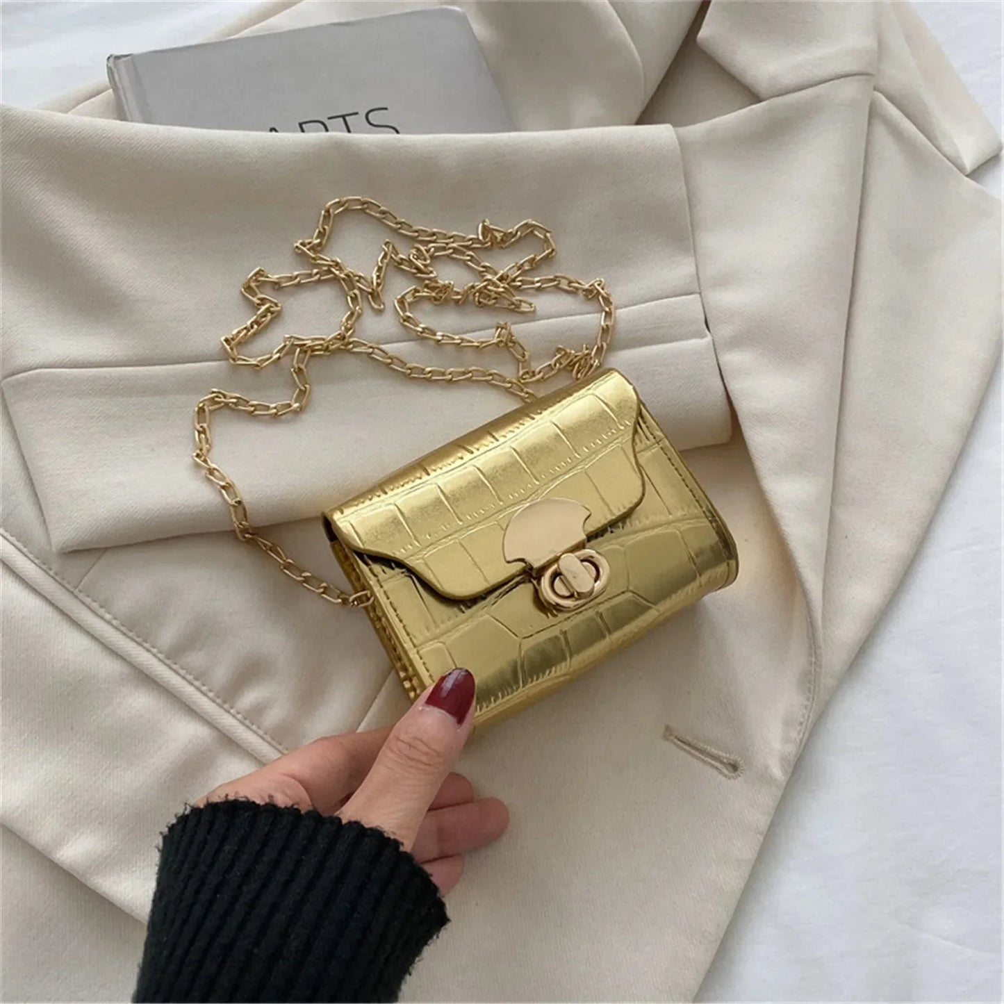 Style Fashion Women'S One Shoulder Crossbody Bag Classic Small Square Bag Girls' Mini Simple Wallet Lipstick Pocket