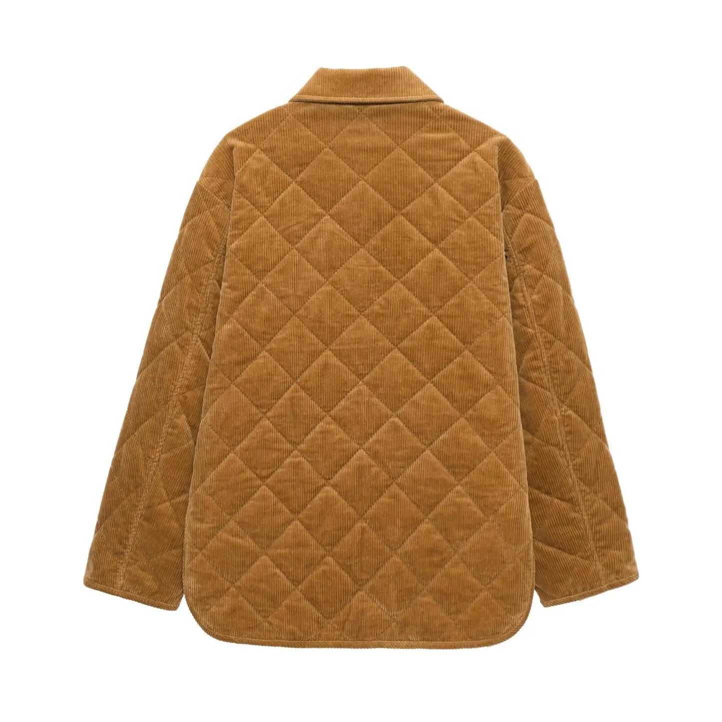 European and American style autumn and winter new diamond quilted thin cotton corduroy jacket
