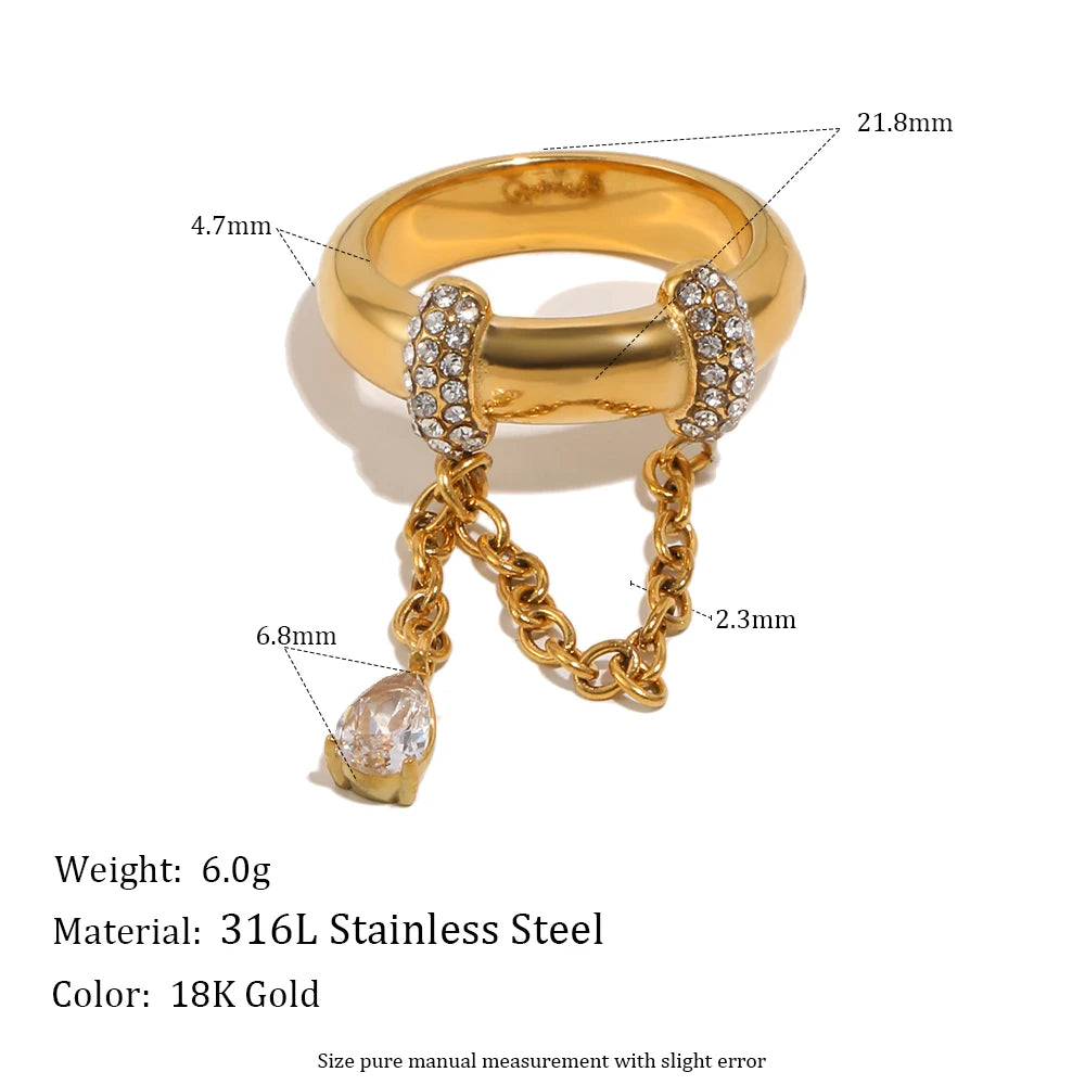 Charm Rings 18K Gold Plated Stainless Steel Rings Minimalist Edgy Ring Stacking Jewelry
