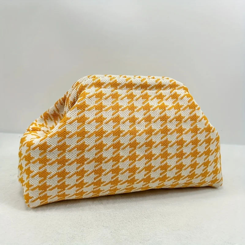 New high-end multi-functional knitted houndstooth Shoulder bag