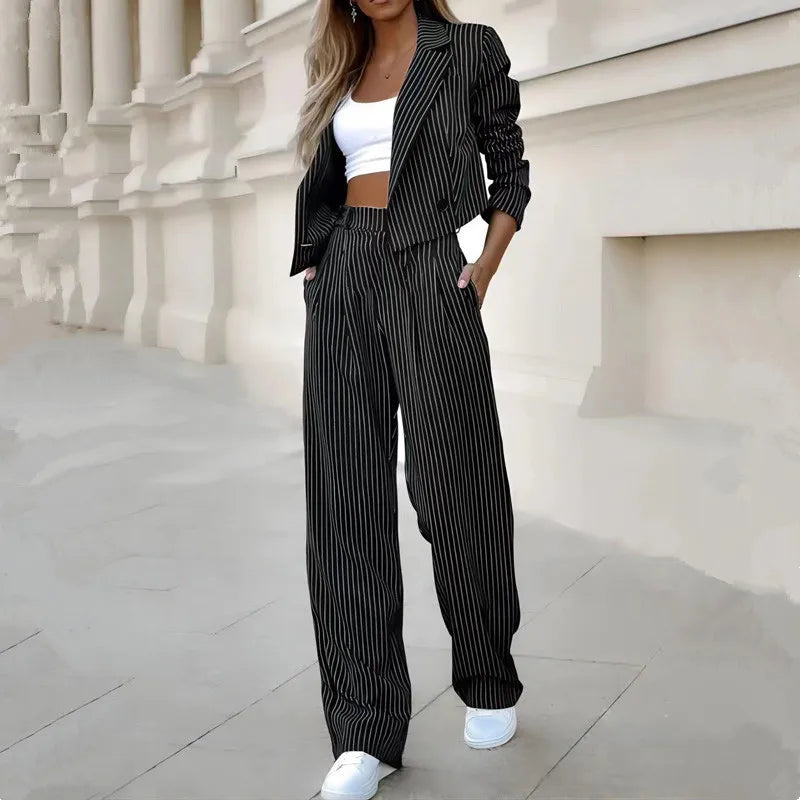 Women Two Piece Set Short Blazer and Pants