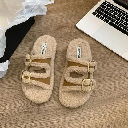 Slippers Casual Shoes Platform Slipers Women Slides Fur Flip Flops Winter Footwear Luxury Massage 2024 Plush Shoes Slippers Casu