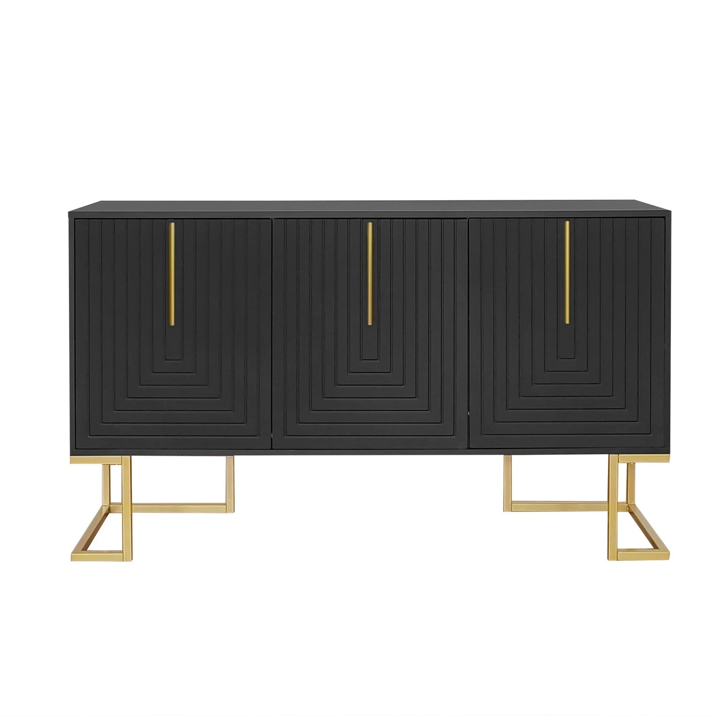 chests of drawers Modern 3-door sideboard with adjustable shelves chest of drawers, navy blue black/white