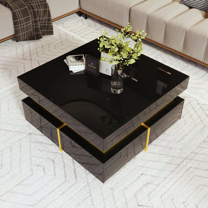Coffee table, square, high-gloss side table for the bedroom, living room tables with storage for the living room, side table