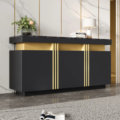 Handleless sideboard with 3 doors,dining room wardrobe with adjustable dividers,side wardrobe with platinum seams,for kitchen, living room,dining room,