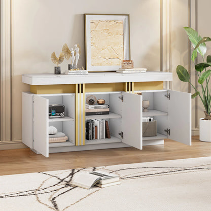 Handleless sideboard with 3 doors,dining room wardrobe with adjustable dividers,side wardrobe with platinum seams,for kitchen, living room,dining room,