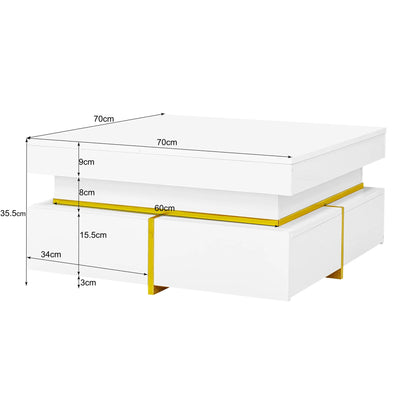 Coffee table, square, high-gloss side table for the bedroom, living room tables with storage for the living room, side table