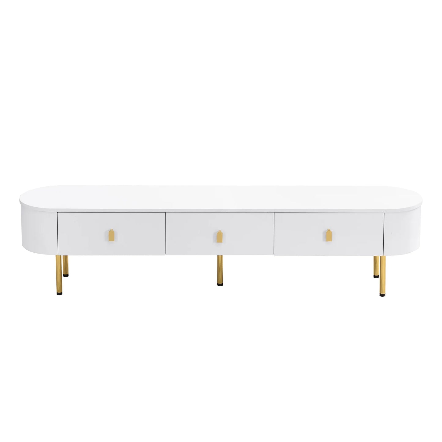 TV wardrobe TV lowboard with drawers, golden handles and legs, curved corners, 174*35*41 cm, living room tisch