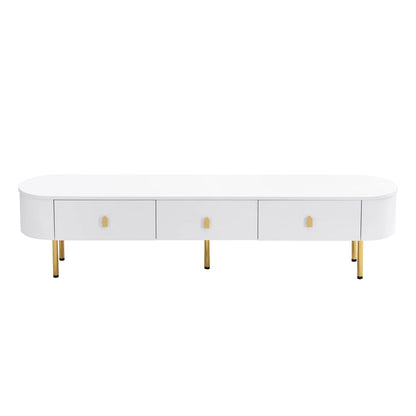 TV wardrobe TV lowboard with drawers, golden handles and legs, curved corners, 174*35*41 cm, living room tisch
