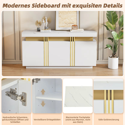Handleless sideboard with 3 doors,dining room wardrobe with adjustable dividers,side wardrobe with platinum seams,for kitchen, living room,dining room,