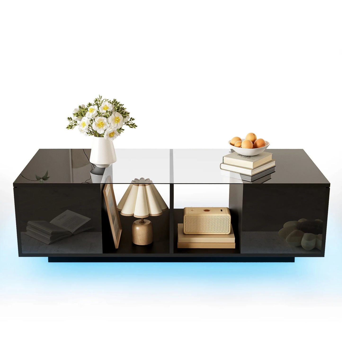 Rectangular coffee table,LED high-gloss side table for the bedroom, living room tables with storage for the living room, side table