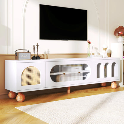 TV wardrobe TV lowboard with a glass sliding door (including three open arch areas), 170cm long, living room TV table wardrobes TV