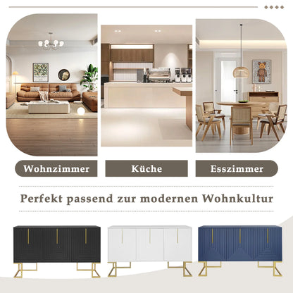 chests of drawers Modern 3-door sideboard with adjustable shelves chest of drawers, navy blue black/white